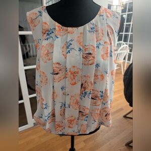 Meadow Rue Floral Blouse - Cream, Pink, and Blue